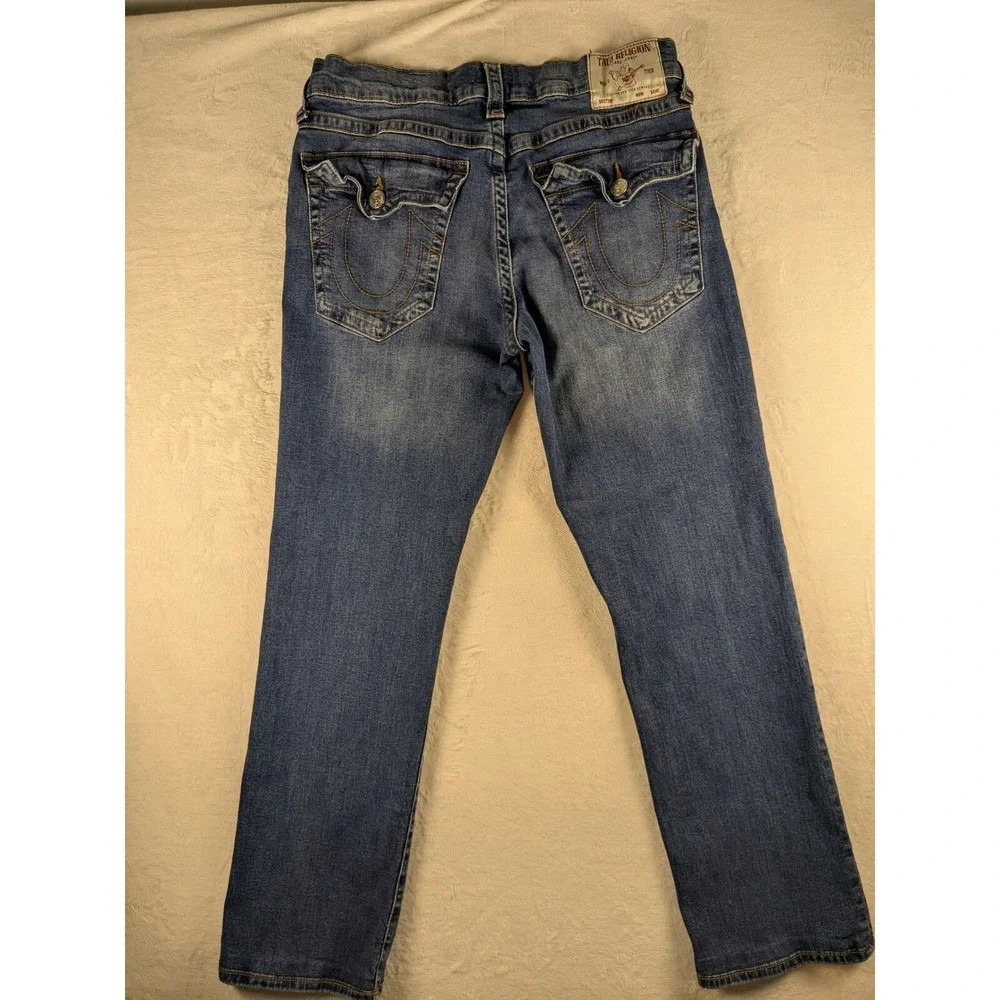 True Religion‎ Ricky Relaxed Straight Leg Jeans Distressed Denim Mens Size 33